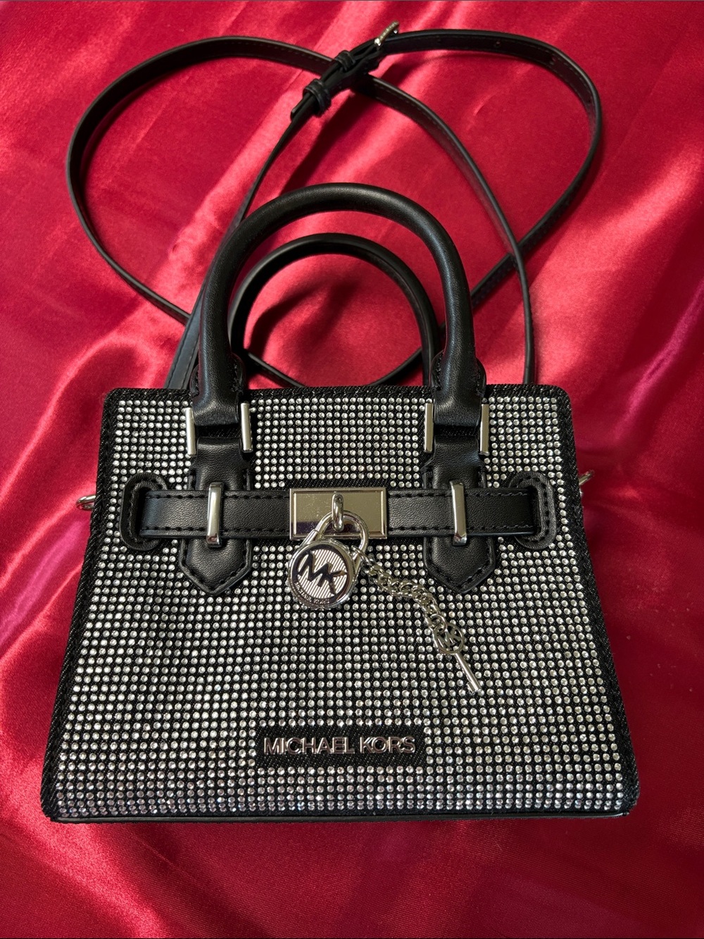 Michael Kors Black Crystal-Embellished Mini Satchel